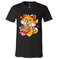 Kawaii Cat Ra Anime Japanese Food Girls Teenager V-Neck T-Shirt