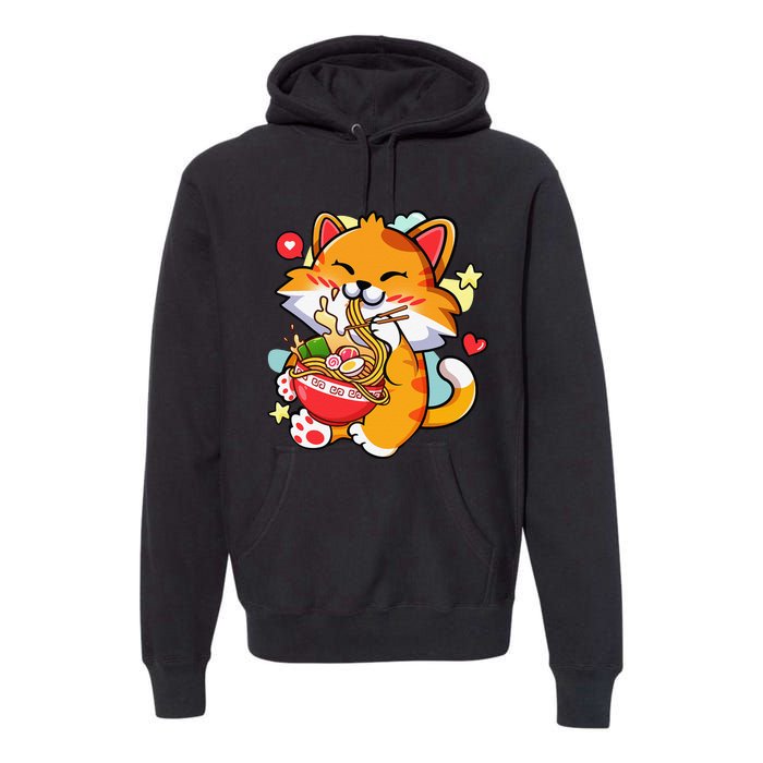 Kawaii Cat Ra Anime Japanese Food Girls Teenager Premium Hoodie