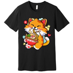 Kawaii Cat Ra Anime Japanese Food Girls Teenager Premium T-Shirt