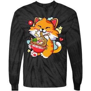 Kawaii Cat Ra Anime Japanese Food Girls Teenager Tie-Dye Long Sleeve Shirt