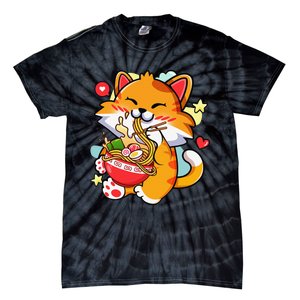 Kawaii Cat Ra Anime Japanese Food Girls Teenager Tie-Dye T-Shirt