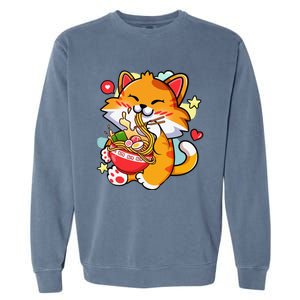 Kawaii Cat Ra Anime Japanese Food Girls Teenager Garment-Dyed Sweatshirt