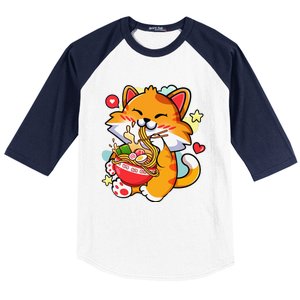 Kawaii Cat Ra Anime Japanese Food Girls Teenager Baseball Sleeve Shirt