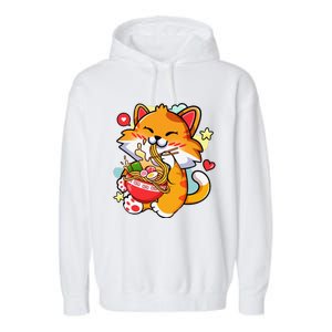 Kawaii Cat Ra Anime Japanese Food Girls Teenager Garment-Dyed Fleece Hoodie