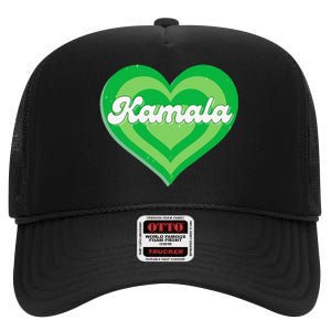 Khive Cool Retro Kamala Lime Green High Crown Mesh Back Trucker Hat