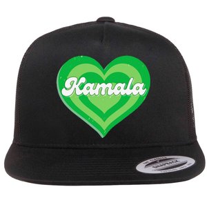 Khive Cool Retro Kamala Lime Green Flat Bill Trucker Hat