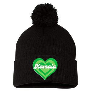 Khive Cool Retro Kamala Lime Green Pom Pom 12in Knit Beanie