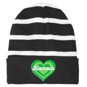 Khive Cool Retro Kamala Lime Green Striped Beanie with Solid Band