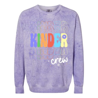 Kinder Crew Retro Groovy Preschool Kindergarten Teacher Cool Gift Colorblast Crewneck Sweatshirt