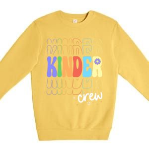 Kinder Crew Retro Groovy Preschool Kindergarten Teacher Cool Gift Premium Crewneck Sweatshirt