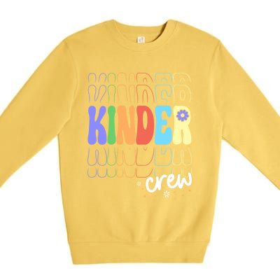 Kinder Crew Retro Groovy Preschool Kindergarten Teacher Cool Gift Premium Crewneck Sweatshirt