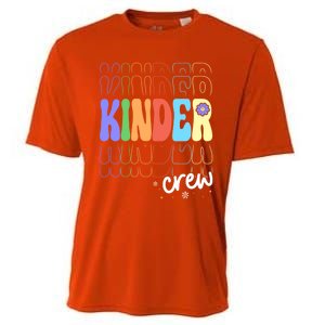 Kinder Crew Retro Groovy Preschool Kindergarten Teacher Cool Gift Cooling Performance Crew T-Shirt