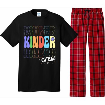 Kinder Crew Retro Groovy Preschool Kindergarten Teacher Cool Gift Pajama Set