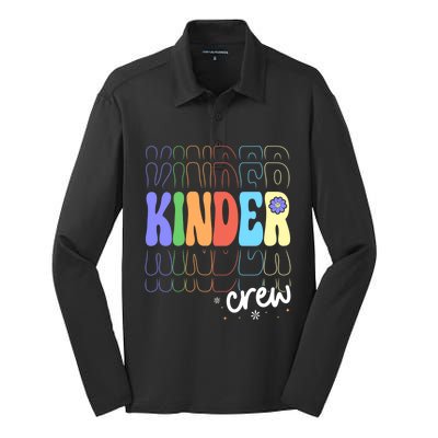 Kinder Crew Retro Groovy Preschool Kindergarten Teacher Cool Gift Silk Touch Performance Long Sleeve Polo