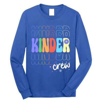 Kinder Crew Retro Groovy Preschool Kindergarten Teacher Cool Gift Long Sleeve Shirt