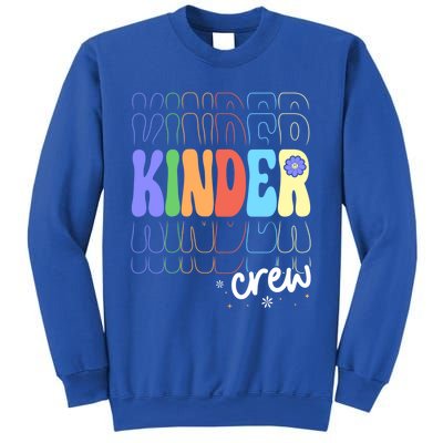 Kinder Crew Retro Groovy Preschool Kindergarten Teacher Cool Gift Sweatshirt