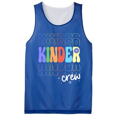 Kinder Crew Retro Groovy Preschool Kindergarten Teacher Cool Gift Mesh Reversible Basketball Jersey Tank