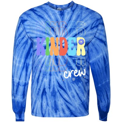 Kinder Crew Retro Groovy Preschool Kindergarten Teacher Cool Gift Tie-Dye Long Sleeve Shirt