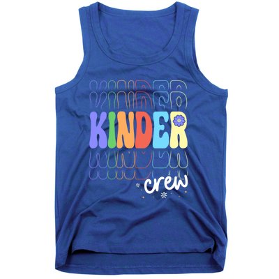 Kinder Crew Retro Groovy Preschool Kindergarten Teacher Cool Gift Tank Top