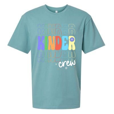 Kinder Crew Retro Groovy Preschool Kindergarten Teacher Cool Gift Sueded Cloud Jersey T-Shirt