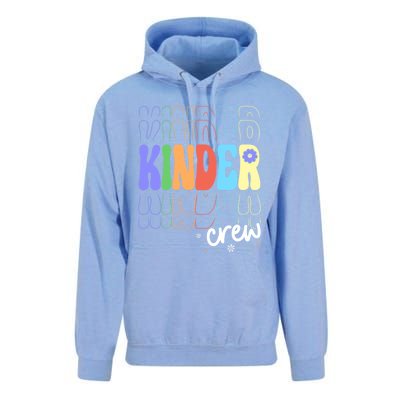 Kinder Crew Retro Groovy Preschool Kindergarten Teacher Cool Gift Unisex Surf Hoodie