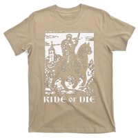 Knight Cat Rider Vintage 90s Medieval Knight Riding Cat T-Shirt