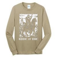 Knight Cat Rider Vintage 90s Medieval Knight Riding Cat Tall Long Sleeve T-Shirt