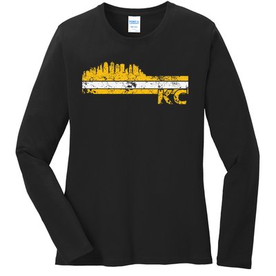 Kansas City Retro Vintage Classic Missouri Gift Kc Ladies Long Sleeve Shirt