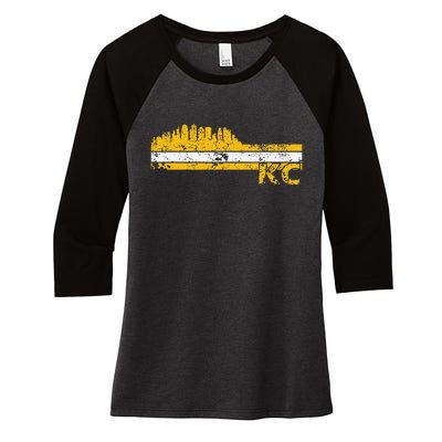 Kansas City Retro Vintage Classic Missouri Gift Kc Women's Tri-Blend 3/4-Sleeve Raglan Shirt