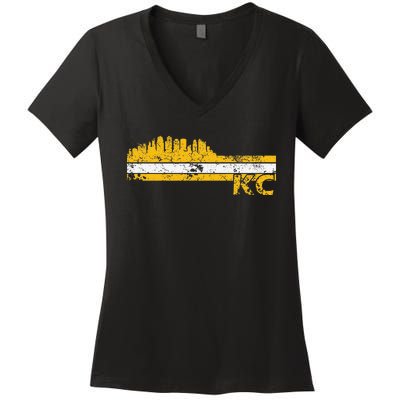 Kansas City Retro Vintage Classic Missouri Gift Kc Women's V-Neck T-Shirt