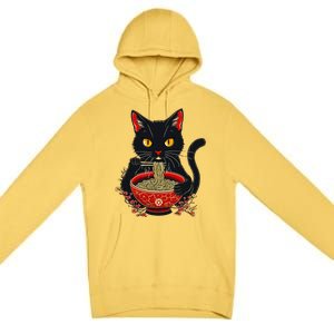 Kawaii Cat Ramen Noodles Funny Anime Gift Premium Pullover Hoodie