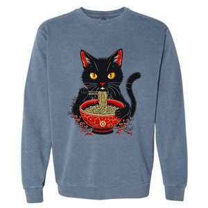 Kawaii Cat Ramen Noodles Funny Anime Gift Garment-Dyed Sweatshirt