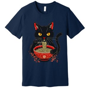 Kawaii Cat Ramen Noodles Funny Anime Gift Premium T-Shirt