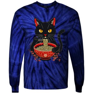 Kawaii Cat Ramen Noodles Funny Anime Gift Tie-Dye Long Sleeve Shirt