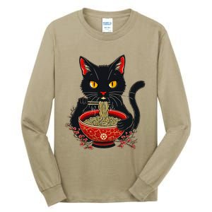 Kawaii Cat Ramen Noodles Funny Anime Gift Tall Long Sleeve T-Shirt