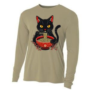 Kawaii Cat Ramen Noodles Funny Anime Gift Cooling Performance Long Sleeve Crew