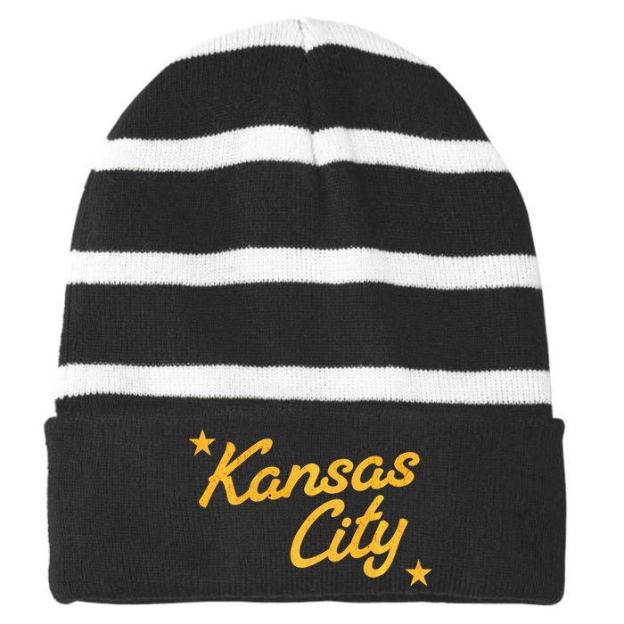 Kansas City Retro Apparel Kc Striped Beanie with Solid Band