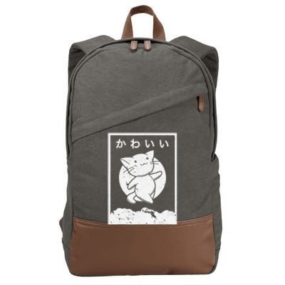 Kawaii Cat Shirt. Retro Style Anime Cotton Canvas Backpack