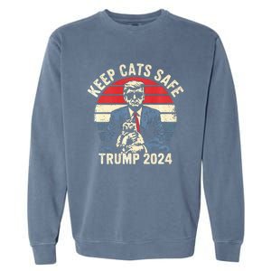 Keep Cats Safe Trump 2024 Garment-Dyed Sweatshirt