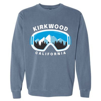 Kirkwood California Ski Snowboard Goggles Snow Mountain Cool Gift Garment-Dyed Sweatshirt