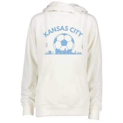 Kansas City Soccer & Skyline Womens Funnel Neck Pullover Hood