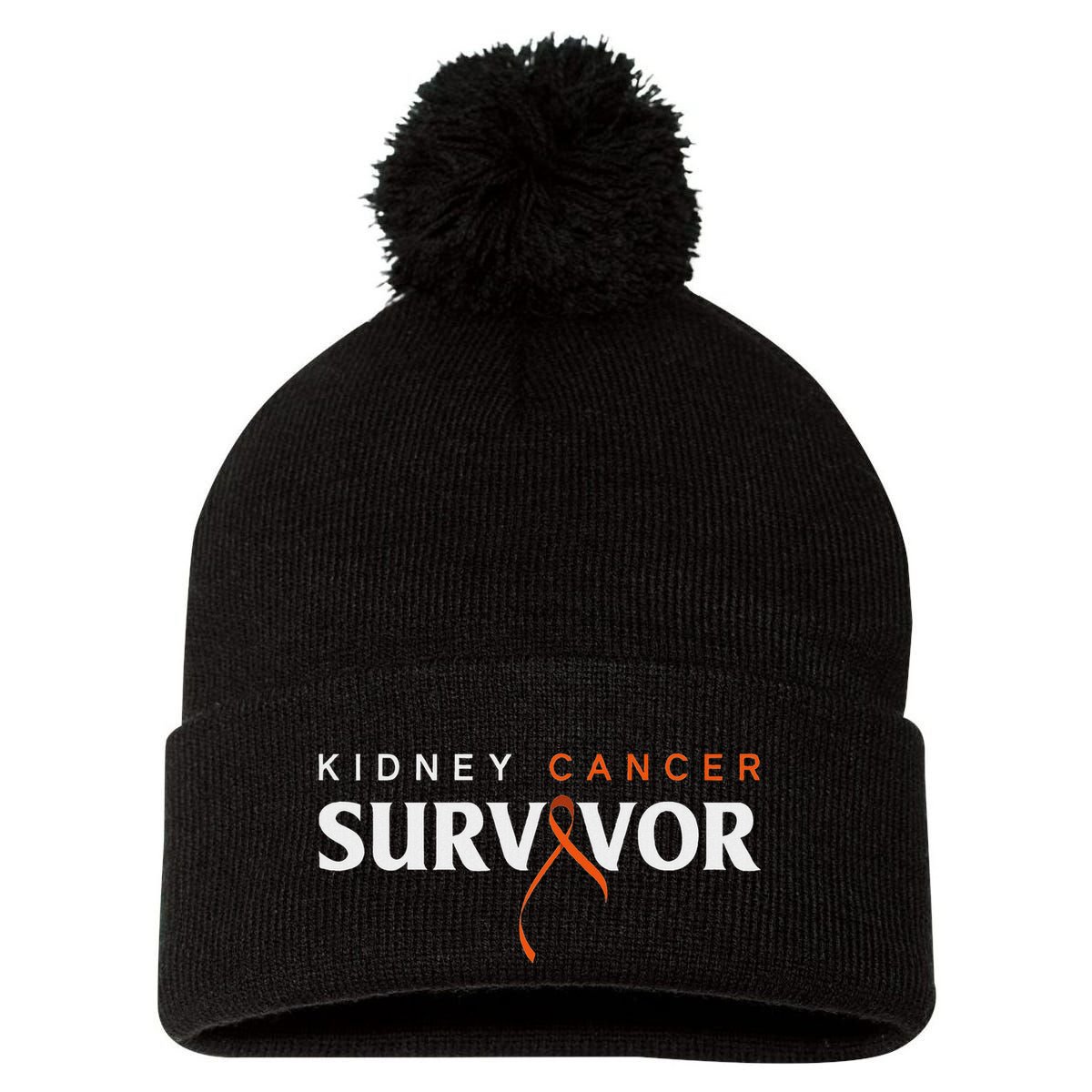 Kidney Cancer Survivor Kidney Cancer Awareness Pom Pom 12in Knit Beanie