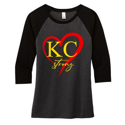 Kansas City Strong Women's Tri-Blend 3/4-Sleeve Raglan Shirt