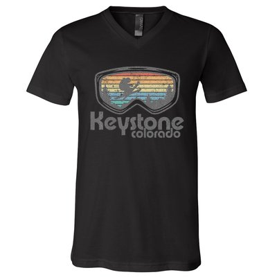 Keystone Colorado Ski Mountain Skiing Retro Vacation Gift V-Neck T-Shirt