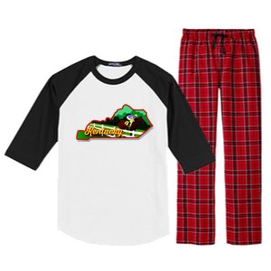 Kentucky Cartoon State Illustration Raglan Sleeve Pajama Set