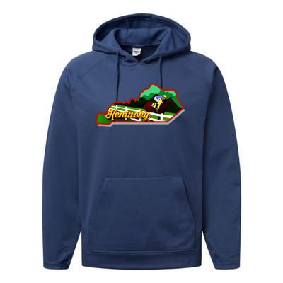 Kentucky Cartoon State Illustration Performance Fleece Hoodie