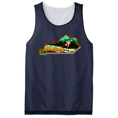 Kentucky Cartoon State Illustration Mesh Reversible Basketball Jersey Tank