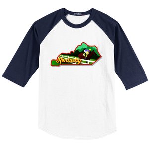 Kentucky Cartoon State Illustration Baseball Sleeve Shirt