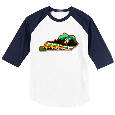 Kentucky Cartoon State Illustration Baseball Sleeve Shirt