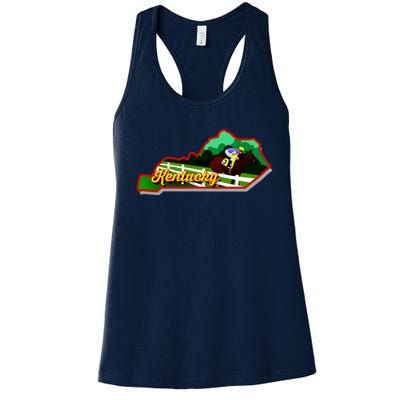 Kentucky Cartoon State Illustration Women's Racerback Tank